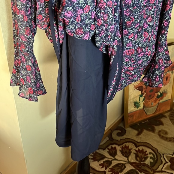 MAX STUDIO Size XL Dark Floral Romantic Dress Pintuck Floral Overlay $138 NEW - Picture 10 of 16